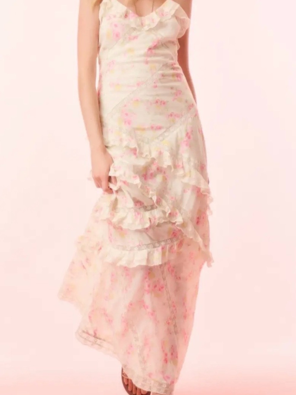 LoveShackFancy Nocelle Ruffled Floral Maxi Dress size 0